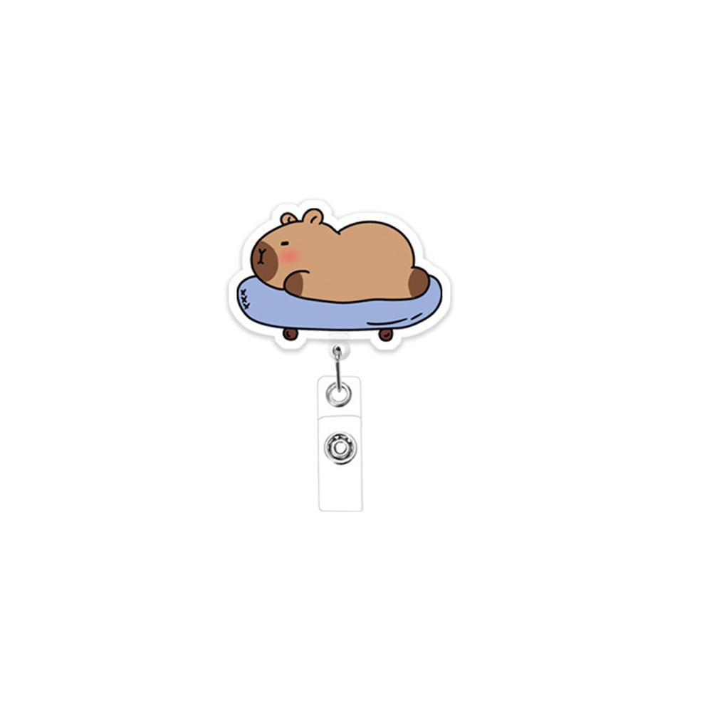 

Retractable Badge Reel Compact Id Card Holder Acrylic Badge Reel Colorful Capybara Badge Reel For Nurse Healthcare Office 3/8