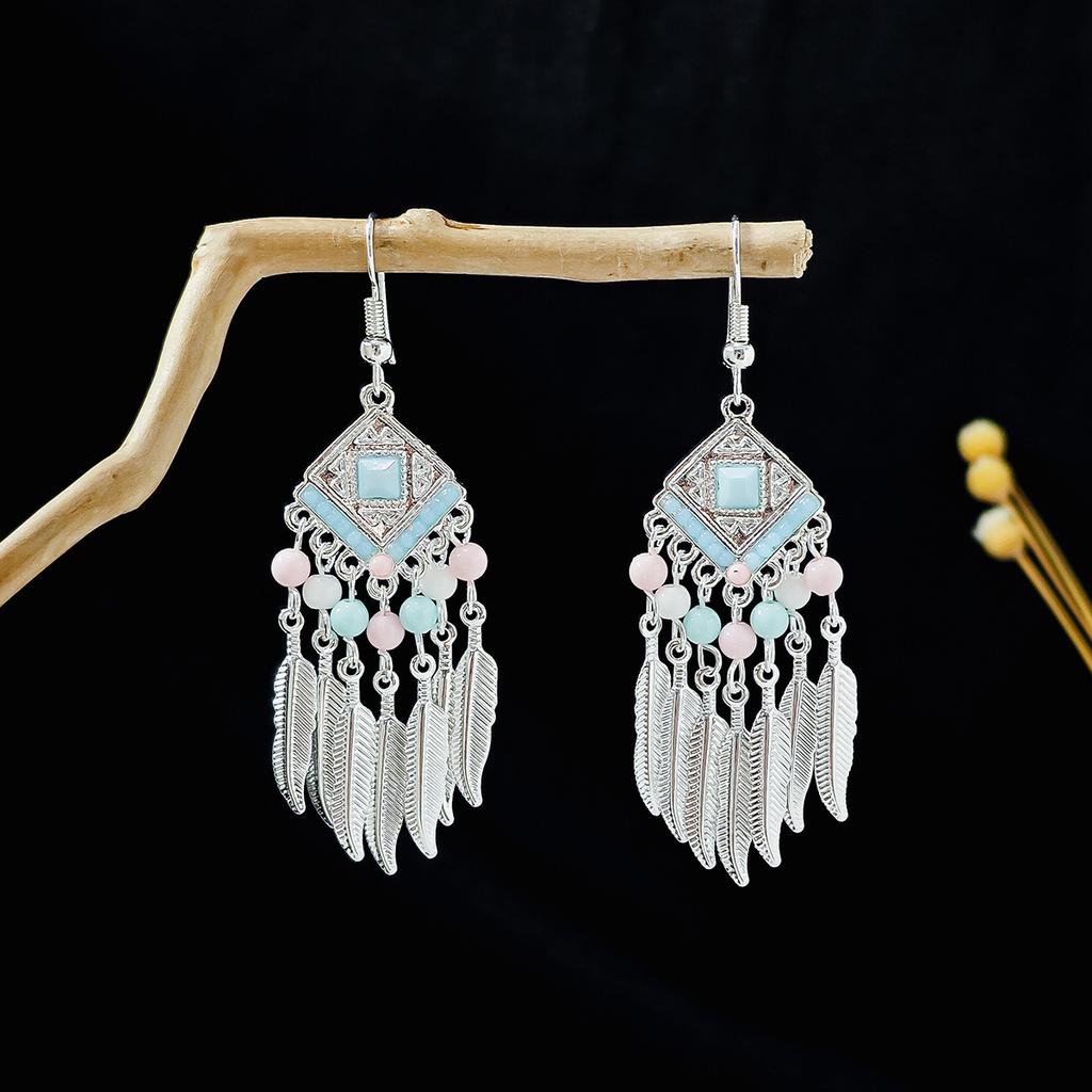 Geometric Round Ethnic Style Earrings, Long Fringed Earrings For Bohemian Retro Tourist Attractions