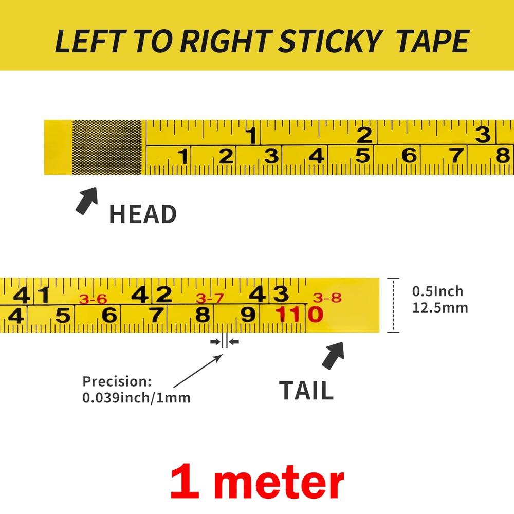 Durable Self-Adhesive Measuring Tape Imperial and Metric Scales Steel Metal Tape Measure Left-Right Reading Ruler Drafting