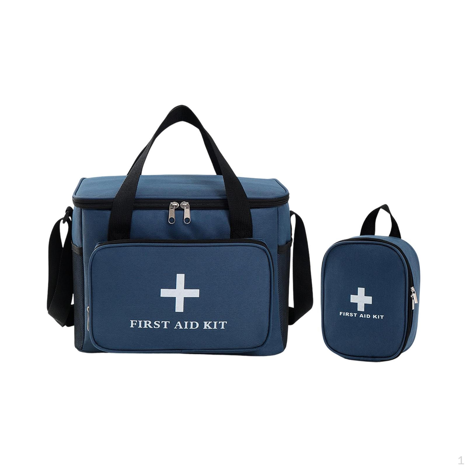

2 Pieces Empty First Aid Bag Professional Storage Portable Organizer Oxford Shoulder синій