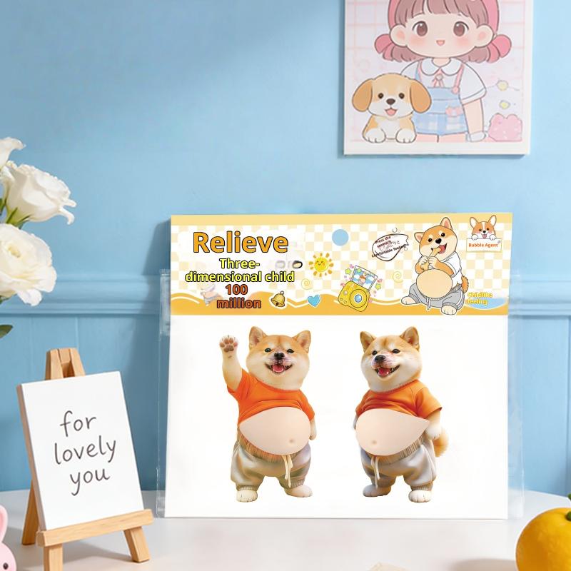 

Kawaii 3D Dog Belly Squeezable Stickers Self-Adhesive Relieve Stress Stickers Mobile Phone Decoration Sticker Home Decor