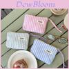 Canvas Striped Makeup Bag With Portable Storage For Daily Use