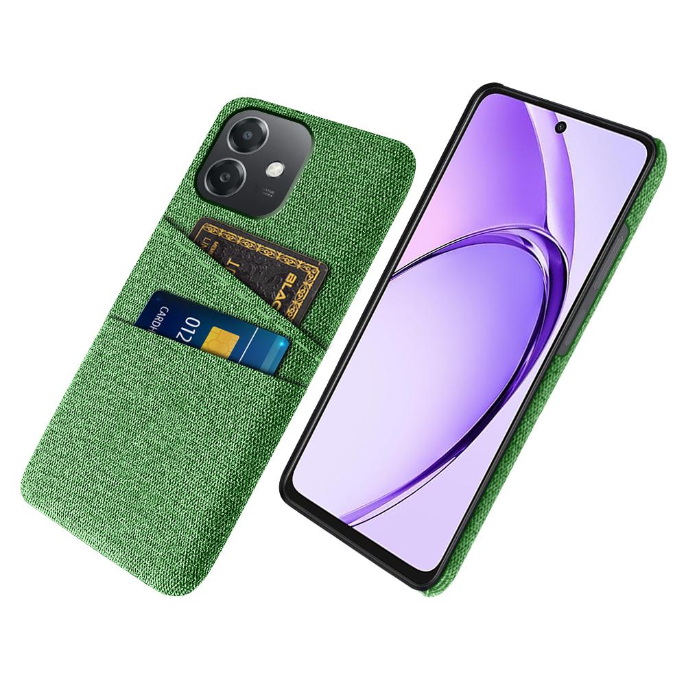 

For Oppo A3x 5G (India) Case Cloth+Hard PC Phone Cover with Dual Card Slots Green