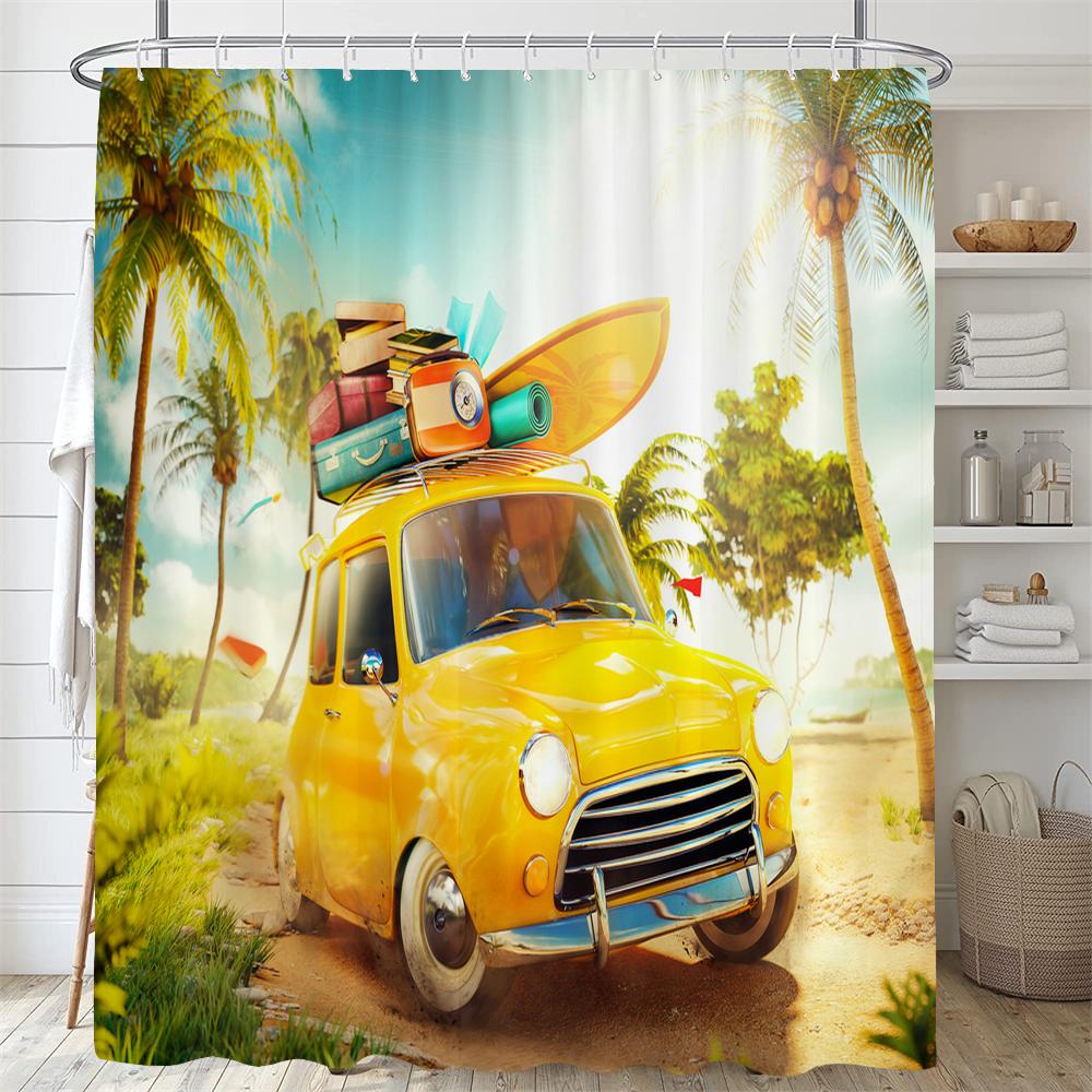 

3d пляжні пейзажі штори для душу море океан середземноморська завіса для ванної кімнати водонепроникна прикраса з тканини 180*240 см завіса для ванни 90x180cm-35x70in