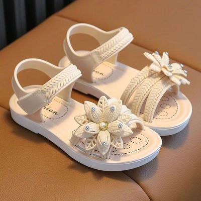 Kindersandalen Sommer Rutschfeste Sandalen mit weichen Sohlen Niedliche Prinzessinnensandalen mit Blumenschleife Kleine, mittlere und große Kindersandalen