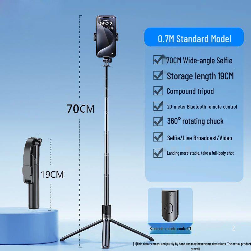 Portable Bluetooth Selfie Stick with Remote, Tripod Stand for Photography and Streaming, Foldable and Ideal for Travel