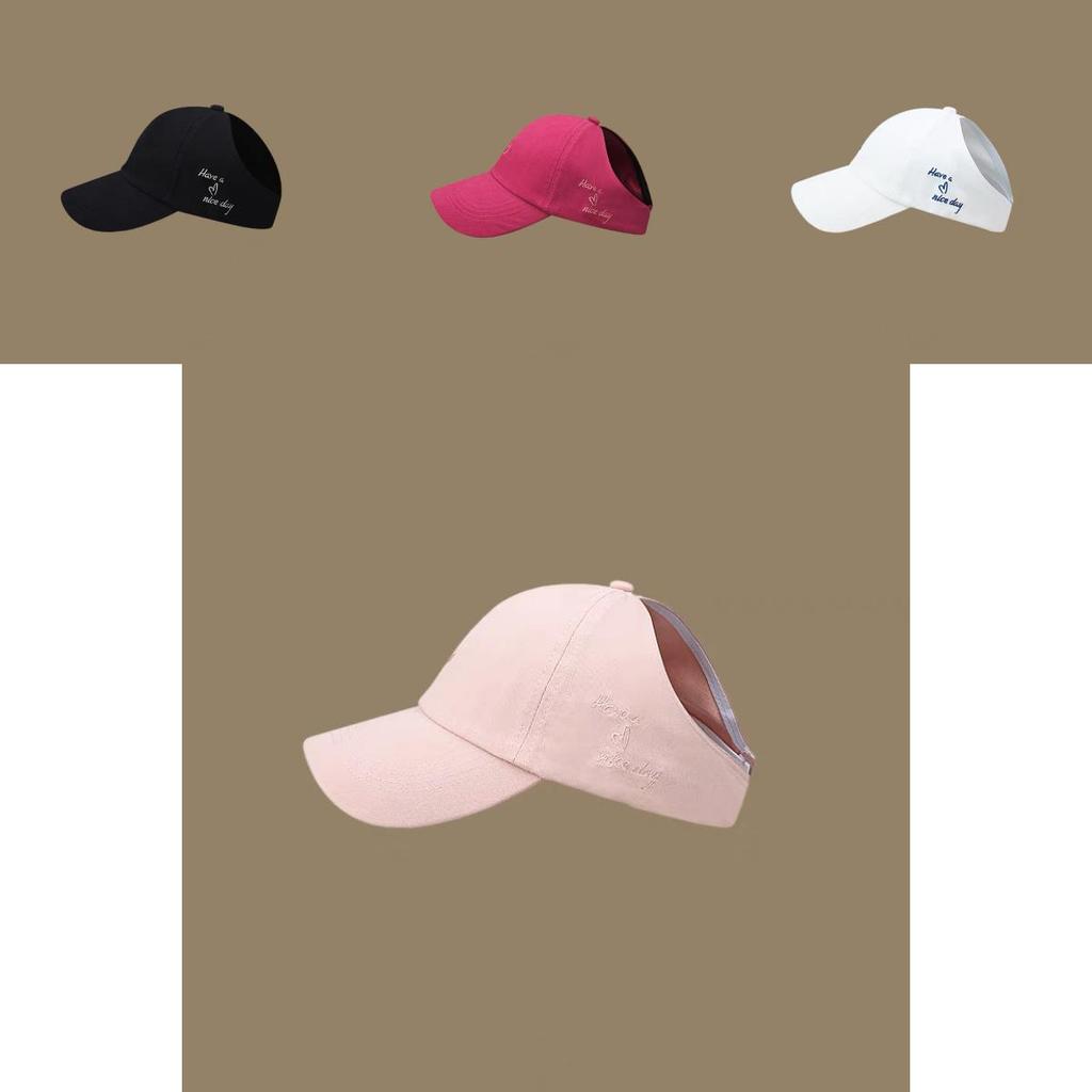 Trendy 2024 Adjustable Cotton Baseball Cap For Women With Ponytail Opening And Sun Protection