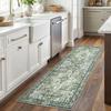 Green Non-Slip Washable Kitchen Runner, Vintage Boho Runners Printed Rug with Non-Shedding, Soft Medallion Floor Carpet for
