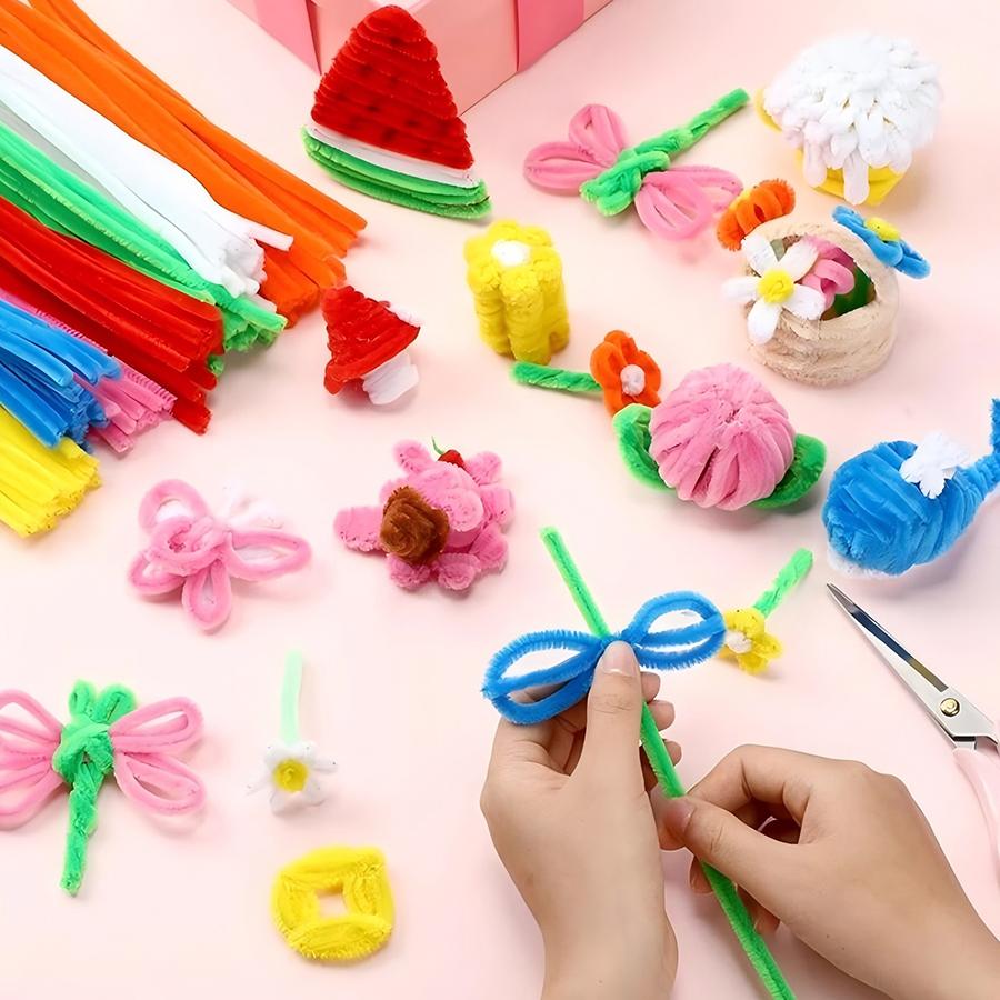 150-350pcs Craft Pipe Cleaners Colorful Chenille Stems for DIY Mom Gift Handmade Flower Bouquet Heart Wreath Holiday Decoration