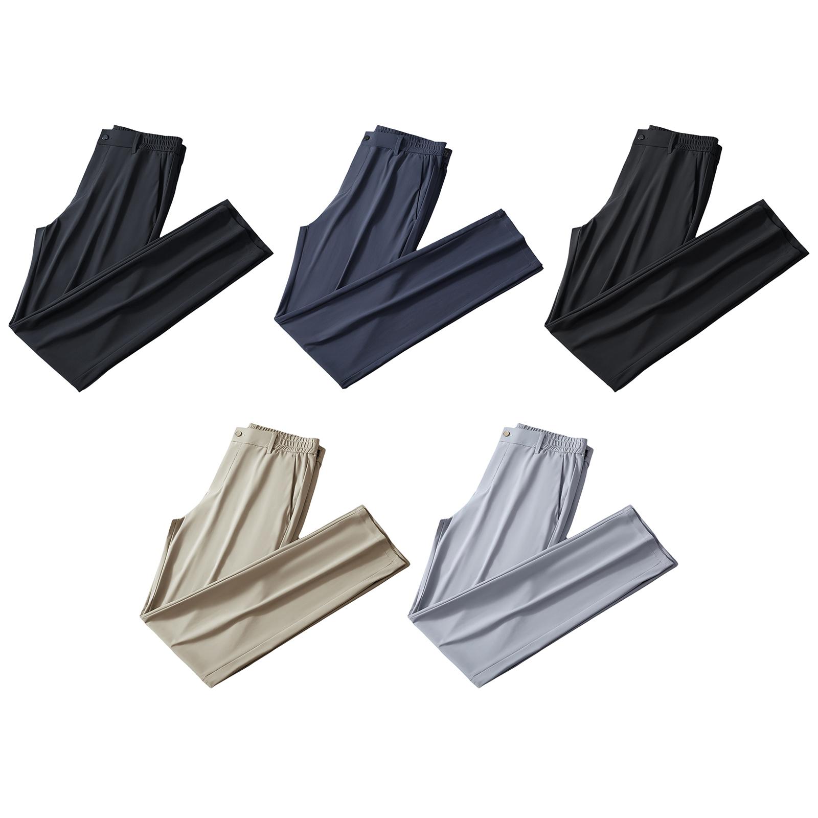 

Men Quick-Drying Golf Pants Lightweight Stretchy Casual Elastic Waistband Trousers with Pockets 29 хакі