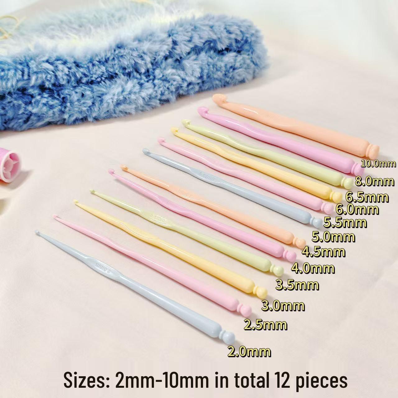 Набор из 12 цветных пластиковых крючков для вязания шерстью и рукоделия. Single 2mm