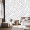 Wallpaper Flowers Light Gray and White, Light Gray Background 50x1000