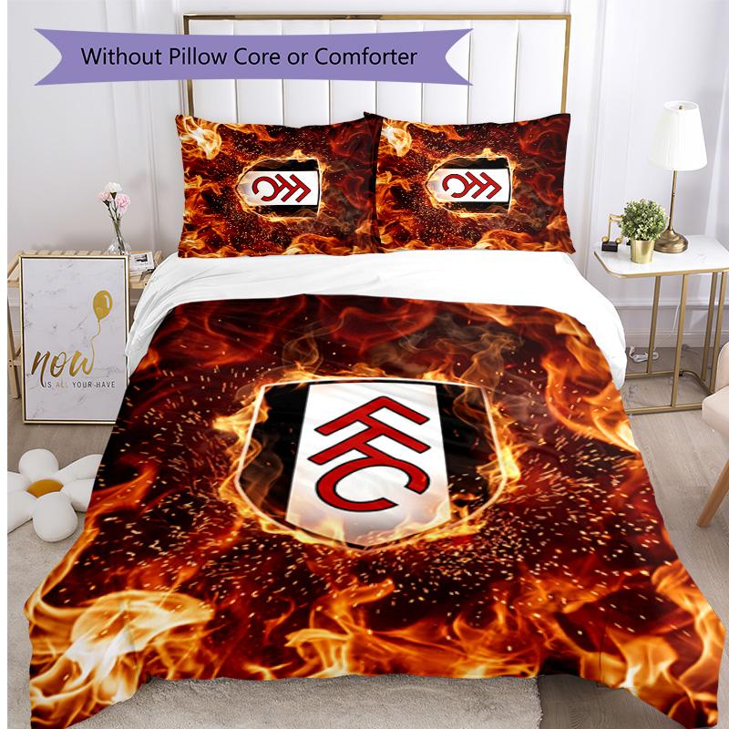 Set Lenzuola Fulham Calcio Stampato 3 Pezzi, Comodo Set Copripiumino per Camera da Letto Amico della Pelle