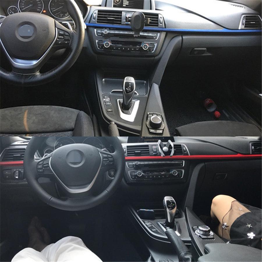 DIY For BMW 3 Series F30 F31 Interior Trim Decal Kit Stickers Carbon Fiber Style