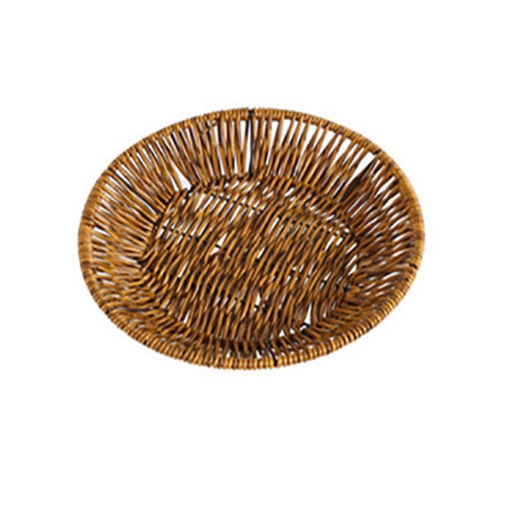 1Pcs Round Rectangular Shape Storage Tray Breakfast Bread Food Plastic Rattan Threads Basket