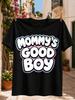 Mommys Good Boy Rounded Bubble Lettering With Pastel Blue Pink Purple Outline And Small Heart  Unisex All Tshirt