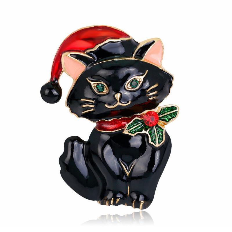 Christmas Vintage Animal Cute Cat Brooches Pins Women Coat Clothing Badges Jewelry Accessries