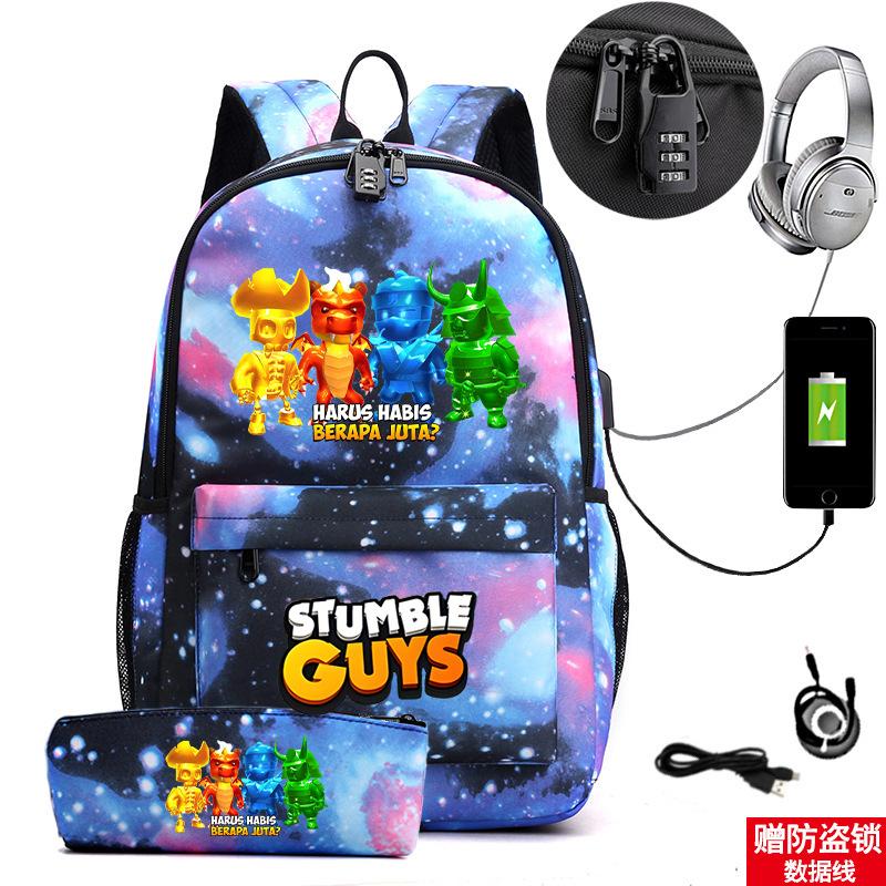 Collision Party Printed Student Bag Set Locked Backpack