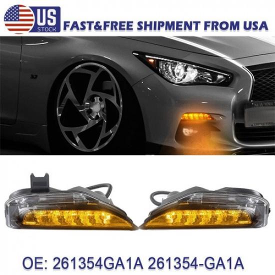 2X Bumper LED Turn Signal Fog Lights Lamp For Infiniti Q50 Q50S Sport 2014-