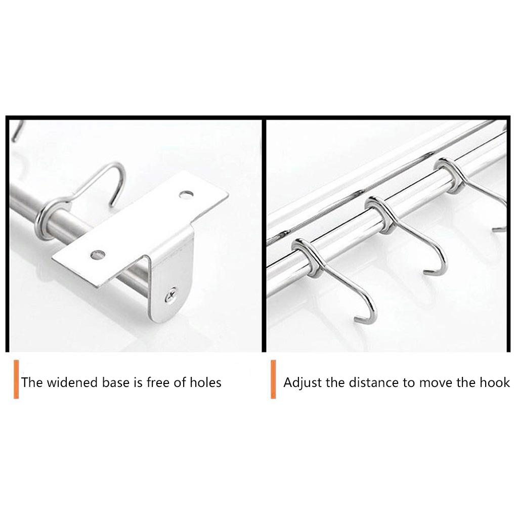 Wandmontierter beweglicher Hakenaufhänger Edelstahl Küchenschiene Handtuchhalter Utensil Hängeregal