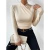 Women's Fall/Winter Design Cross-neck Slim and Versatile Shirred T-shirt