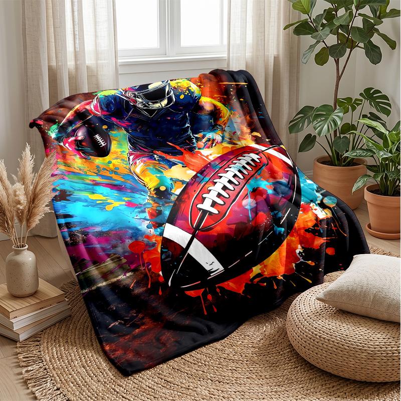 American Football Helmet blanket Personalized Name Flannel Blanket Soft Cozy Plush Throw for Sofa Bed Lightweight Home Decor