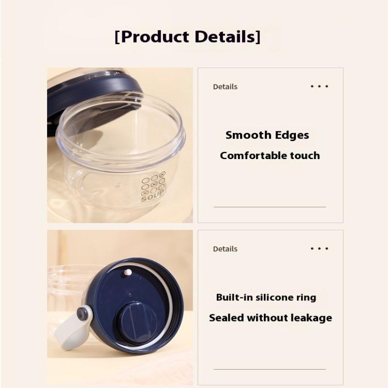 650Ml Portable Handheld Breakfast Cup Yogurt Bowl Leak Proof Salad Bento Lunch Box With Spoon