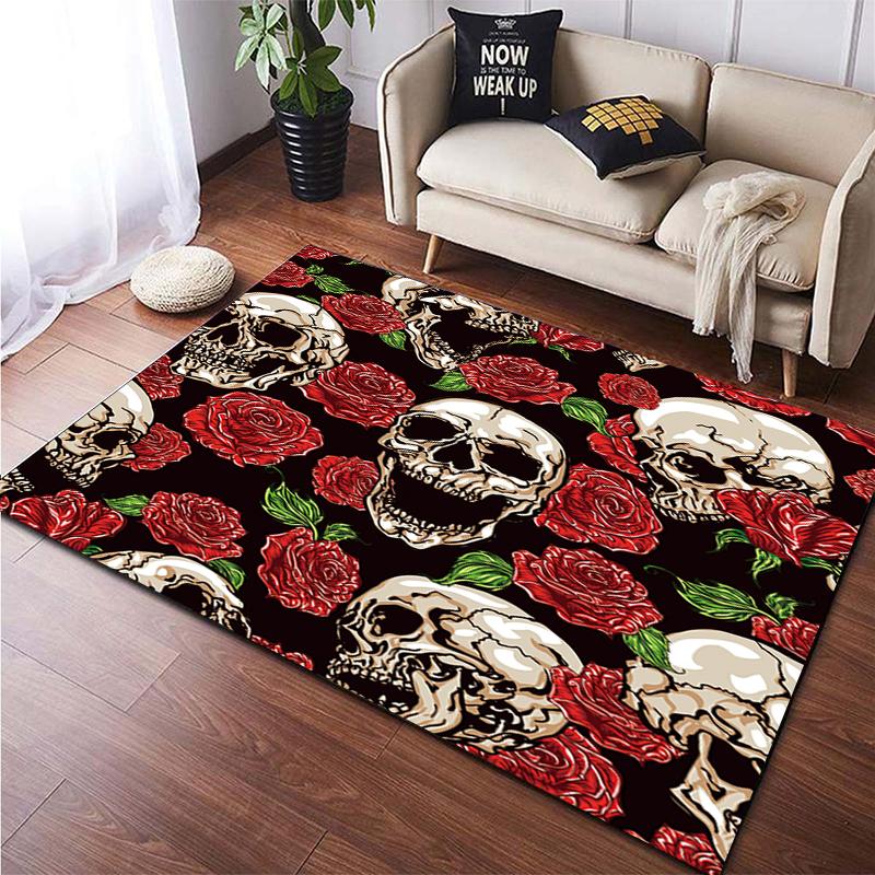 Skull Custom Fashion Carpet Doormat Rugs Living Room Area Rug Living Room Games Area Children's Crawling Mat Anime Rug Yoga Mat