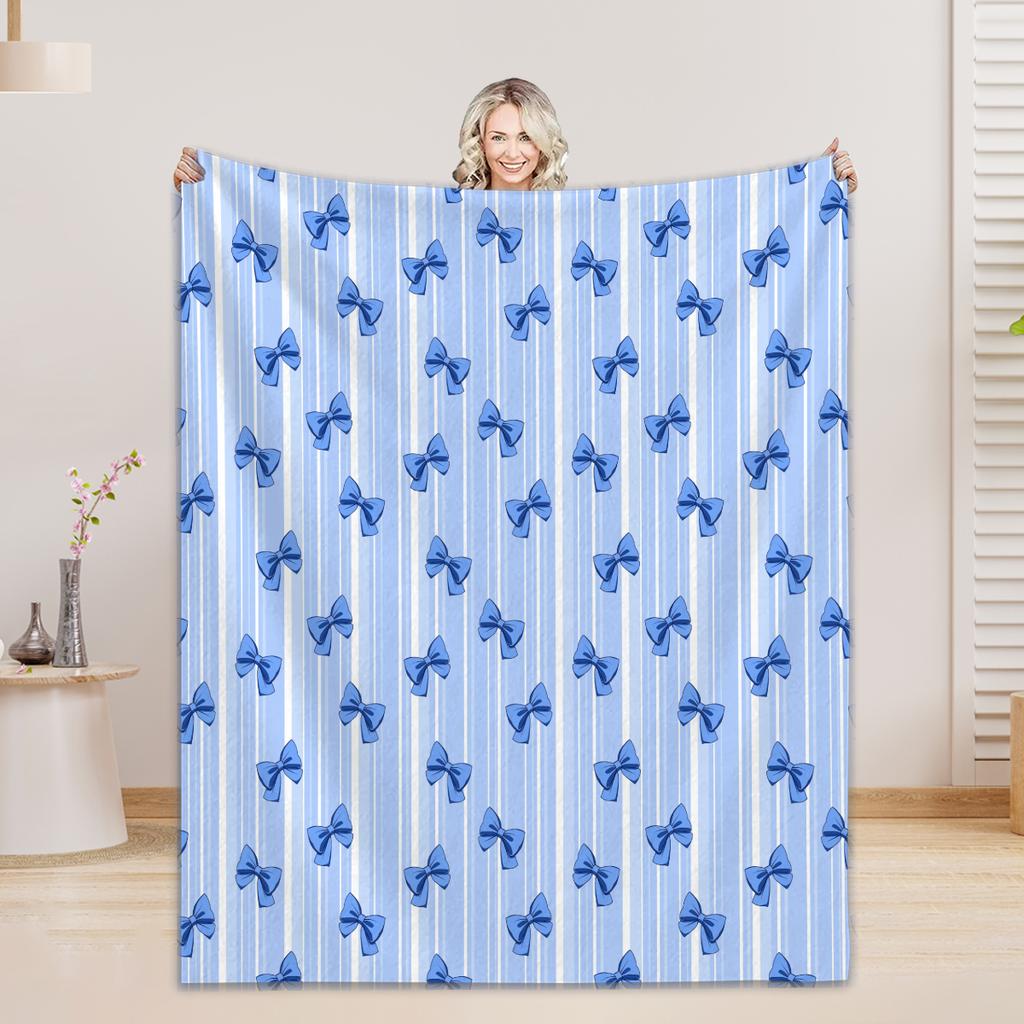 Personalized Blanket For Boys Girls - 4 Sizes And 30 Plus Colors Custom Bow Blanket Gifts for Relatives And Friends