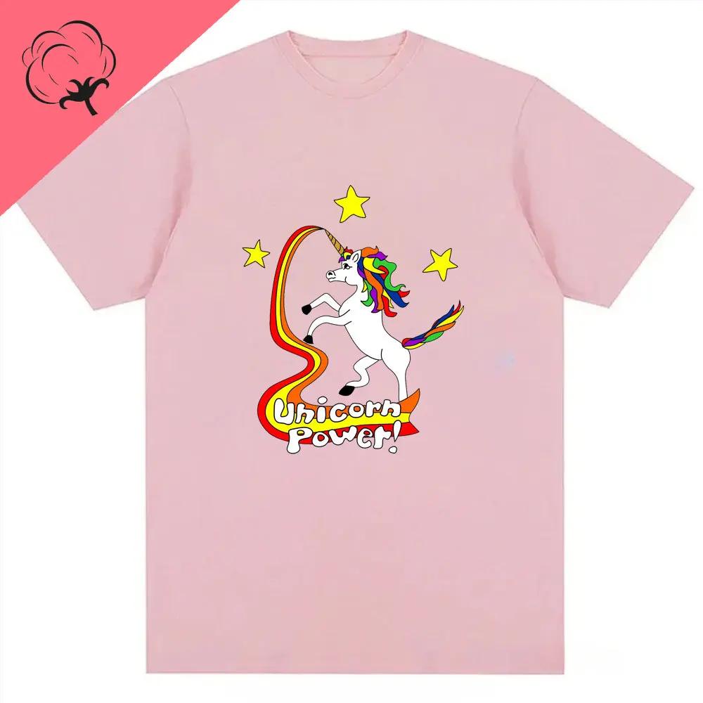 Pánské tričko s jednorožci Duhová grafická trička Vtipná trička Dámská móda Hip Hop Alpha Pánské topy 100% bavlna Unisex Estetické oblečení