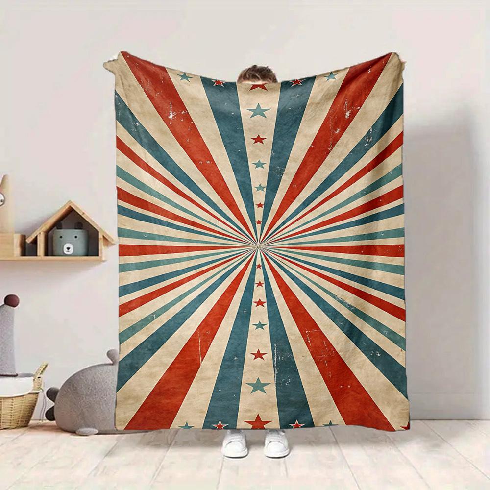 1pc Stars Stripes Lightweight Flannel Blanket, Comfortable and Warm Blanket, for Office and Camping Sofa Bed, Livingroom183