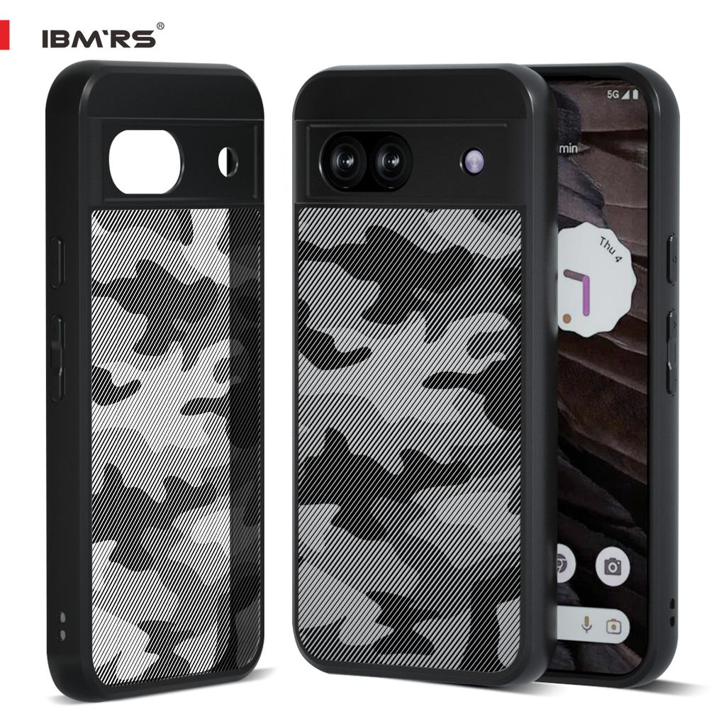 (Comes with wrist strap)IBMRS for Google Pixel 8a Case ,Camouflage PC Hard Back Soft edges Airbag Shockproof Transparent matte Back Cover Phone Case