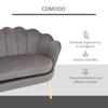 2-Seater Small Sofa In Velvet Effect Fabric with Armrests, Modern Sofa with Padded Seat for Bedroom and Living Room, 133x63x75cm, Grey