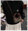 Mädchen Umhängetasche mit Leopardenmuster und Spitze - Neuer koreanischer Retro-Stil für Herbst/Winter 2025
