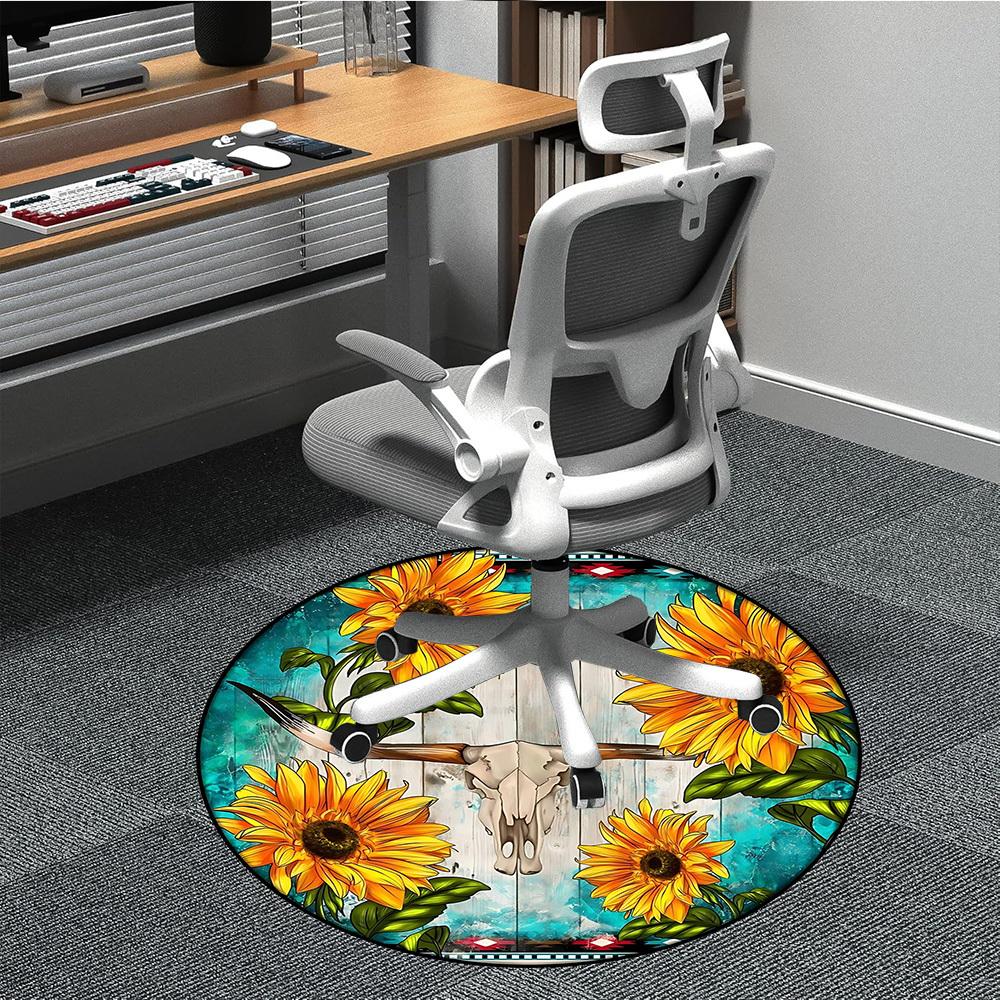 

1pc Sunflower Skull Decorative Chair Carpet for Office, Non-slip, Soft and Durable Office Rug for Decoration, Perfect for Office yy251229174 80cm by 80cm