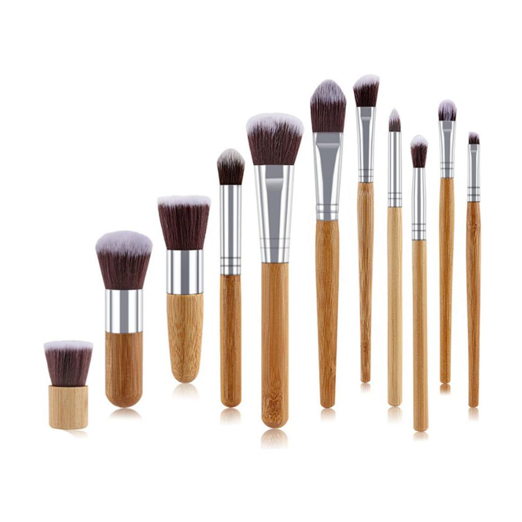 11Pcs Cosmetic Brushes Bamboo Handle Makeup Brush Set Professional Face Beauty Tools
