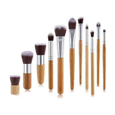 11Pcs Cosmetic Brushes Bamboo Handle Makeup Brush Set Professional Face Beauty Tools