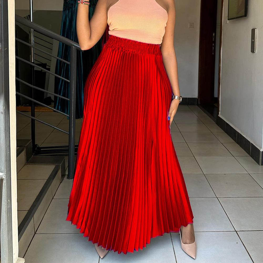 Spring and Summer Oversized Women's Clothing, High Waisted, Elegant and Fashionable, Large Swing Skirt, A-line Skirt, Half Length Skirt, Pleated Skirt