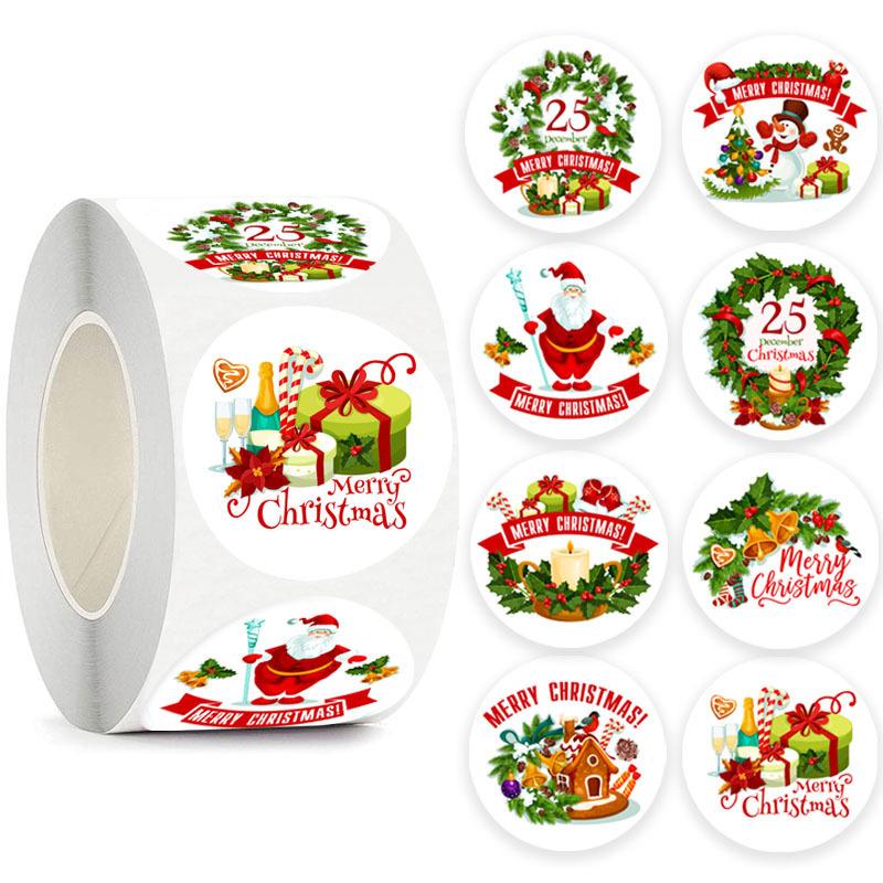 3.8cm Christmas Sticker Roll - Gift Box Sealing Labels for Holiday Decoration