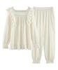 BAJAOEY Pajama Long Lightweight Pleated Lace Cute and Casual Wear for Indoor Wear Women's Set, 100% Cotton, Sleeve, Loungewear, Pajamas, Soft, Women,