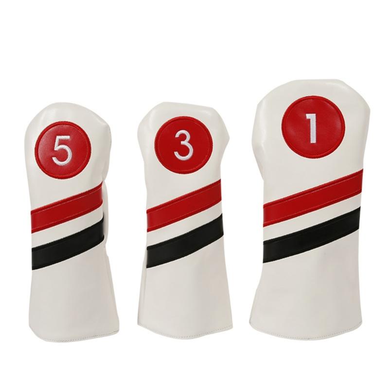 3Pcs Driver/Fairway Wood/Hybrid Club Head Cover Set Leather Golf-Club Headcovers Portable Golf Accessories for Women Men