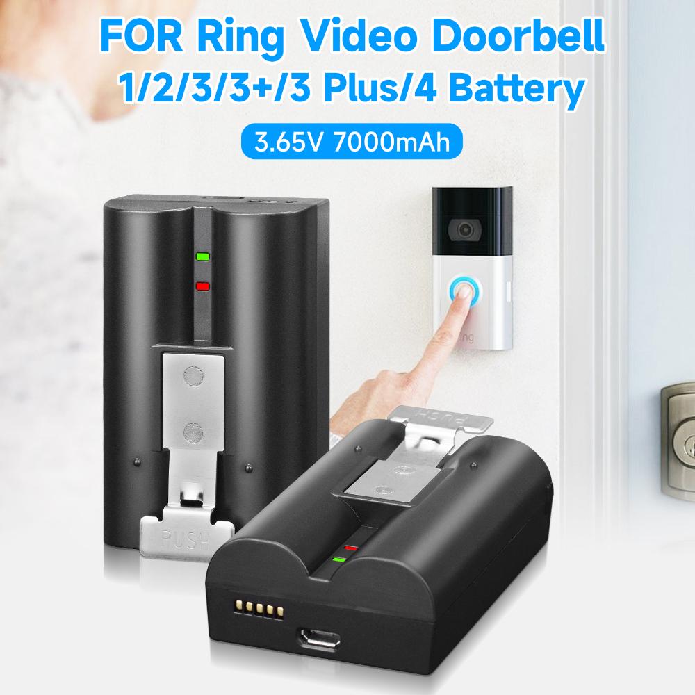 7000mAh High Capacity For Ring Video Doorbell V4 Battery 3.65V Li-ion Battery Compatible with Ring Video Doorbell 1/2/3/3 Plus