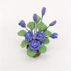 1pcs Purple Rose Moonflower Mini Flower Pot Woven Basket Miniature Scene Ornament Micro Landscape Pocket Home Decoration Crafts Home Decoration