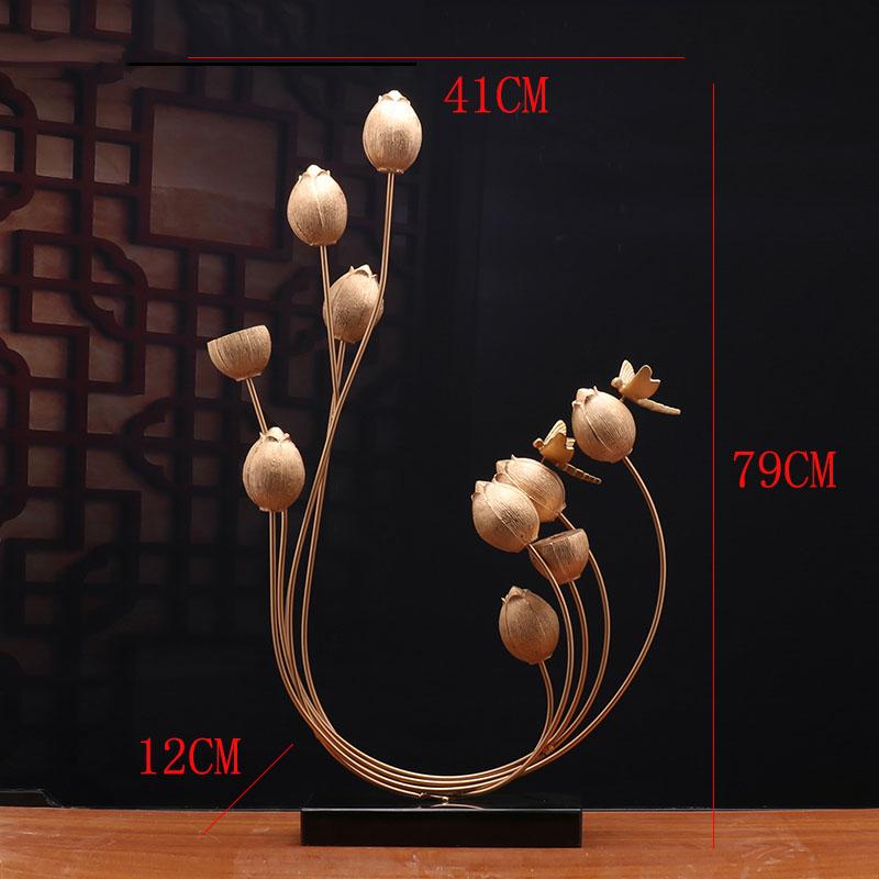 Chinese Alloy Resin Lotus Seedpod Sculpture Ornaments Home Livingroom Porch Furnishing Decoration Crafts Zen Lotus Fengshui Art