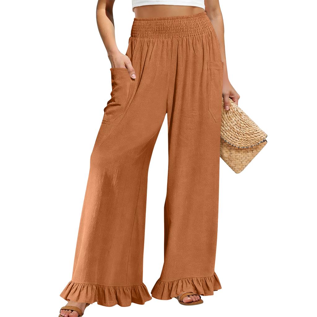 Women's Wide-leg Pants With Pockets, Comfortable Dress Pants, Women's High-waisted Business Casual Pants