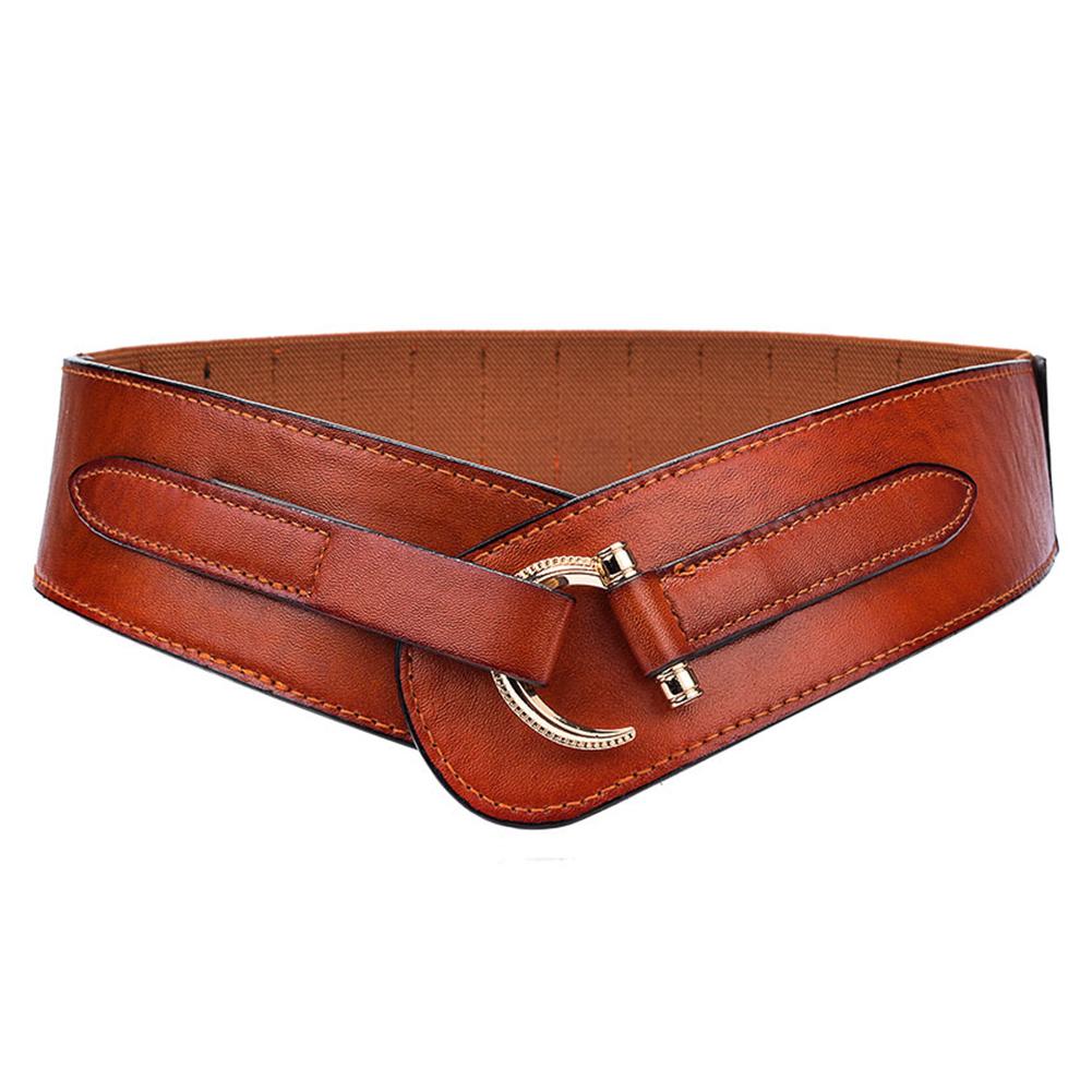 Women Fashion Retro Waist Belt Elasticity Solid Color Pin Buckle Wide Waistband