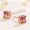 Women Elegant Multicolore Crystal Ear Stud Earrings