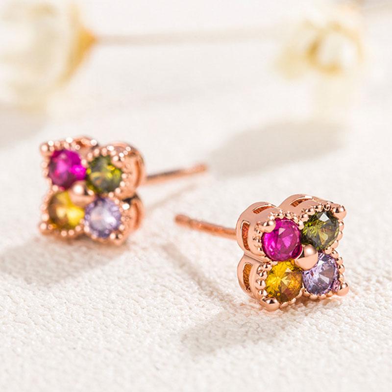 Women Elegant Multicolore Crystal Ear Stud Earrings