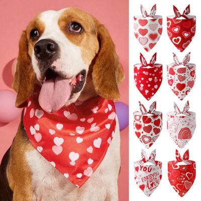 Pet Saliva Wipes Adjustable Strap Exquisite Heart Pattern Pet Cleaning Cloth Pet Valentine Day Party Birthday Accessories