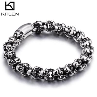 Schädel Armbänder Männer Edelstahl Glänzend Matte Schädel Charme Link Kette Brecelets Männlichen Gothic Schmuck